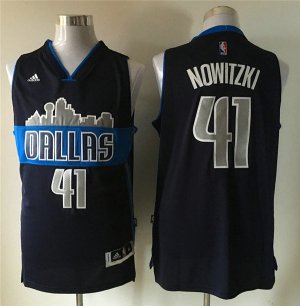 Maillot De Basket Dallas Mavericks Dirk Nowitzki 41 City Scenery Edition Bleu Fonce